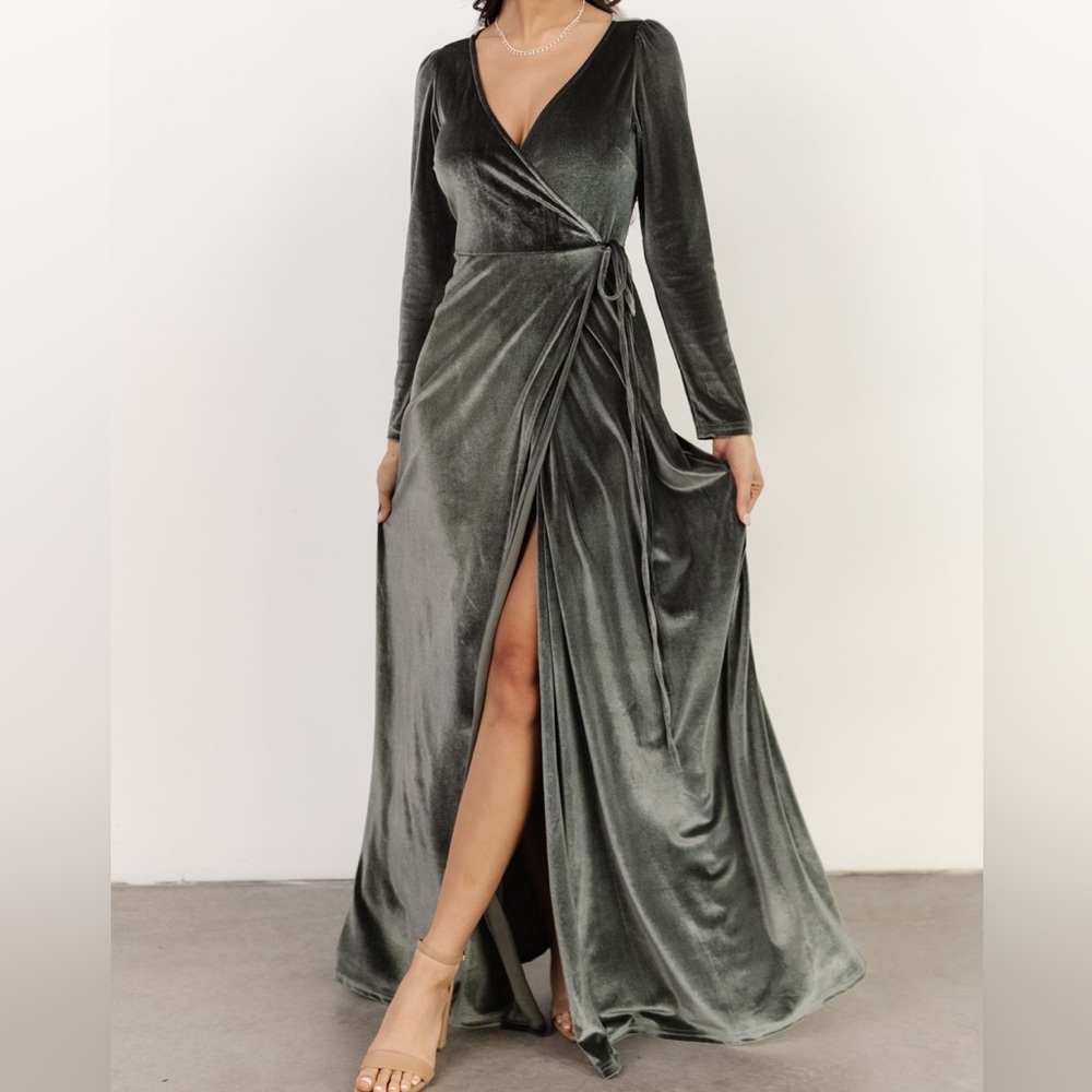 Esmerelda Velvet Wrap Maxi Dress